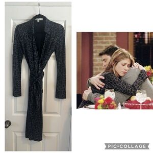 Diane Von Furstenberg Black Purple Silk Wrap Dress ASO Rachel in Friends VTG